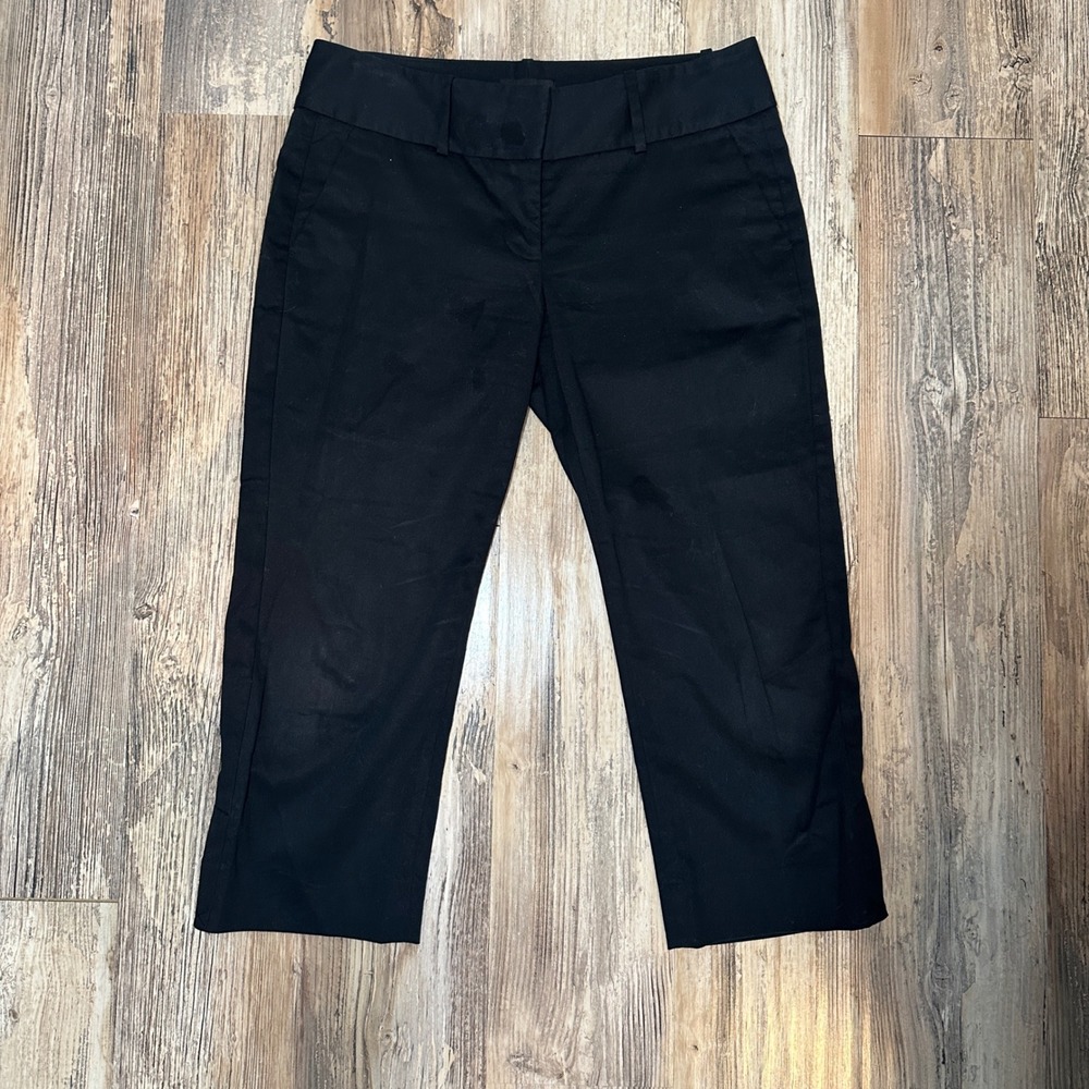 The Limited Drew Fit Black Cropped Trousers Size 6 Cotton Blend Dress Pants